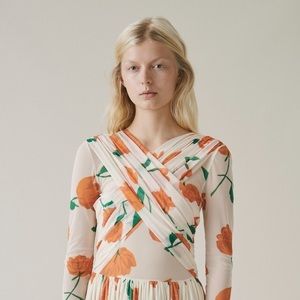 Ganni Tilden crossover floral-print dress